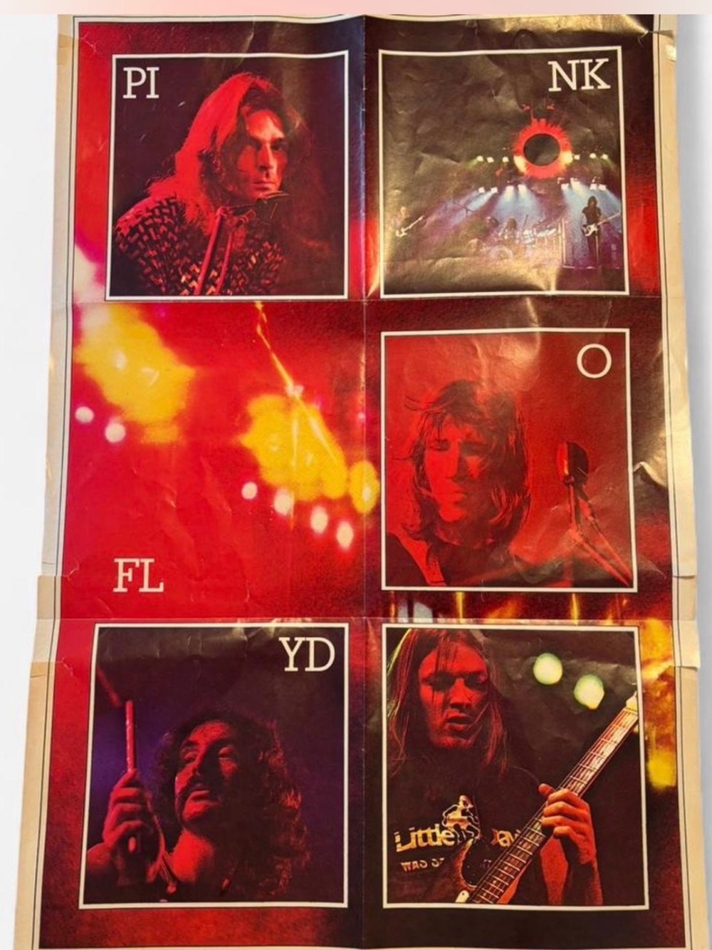 Vintage Pink Floyd Band Poster Insert Original Album Art 1970s Rock Collectible